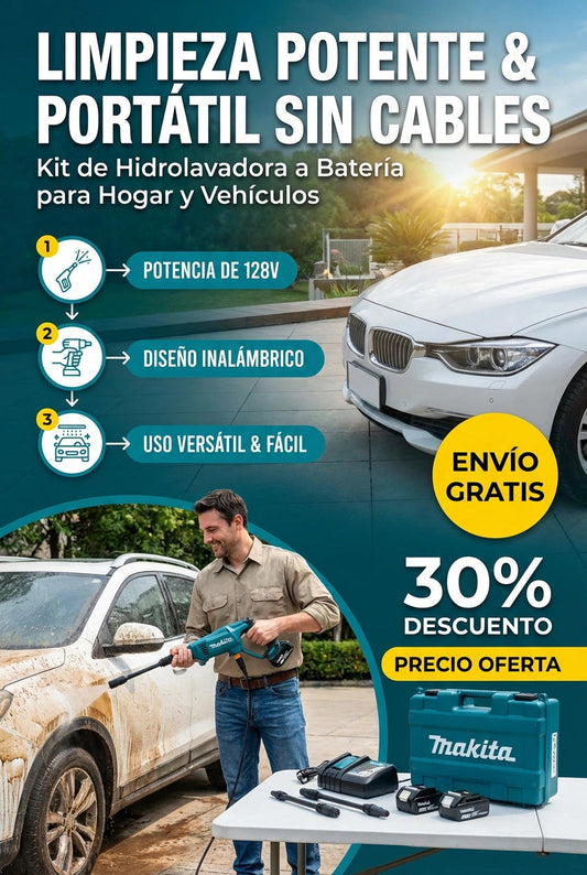 HIDROLAVADORA INALAMBRICA MAKITA DOS BATERIAS 50% DESCUENTO